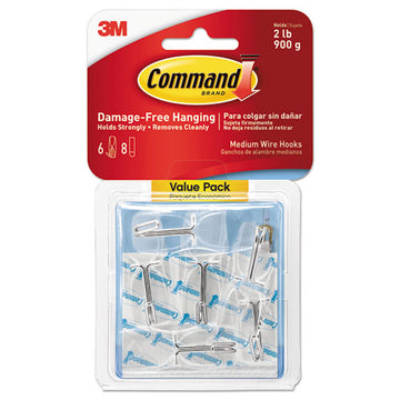 Command™ Clear Hooks And Strips, Plastic, Medium, 6 Hooks And 8 Strips-pack freeshipping - TVN Wholesale